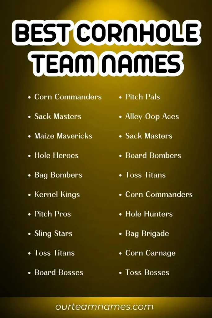 Funny Cornhole Team Names